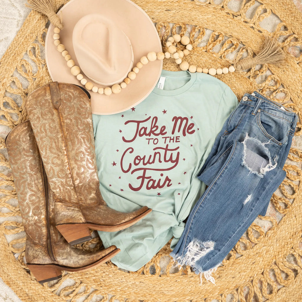 "Take Me to the County Fair" in Dusty Blue Small