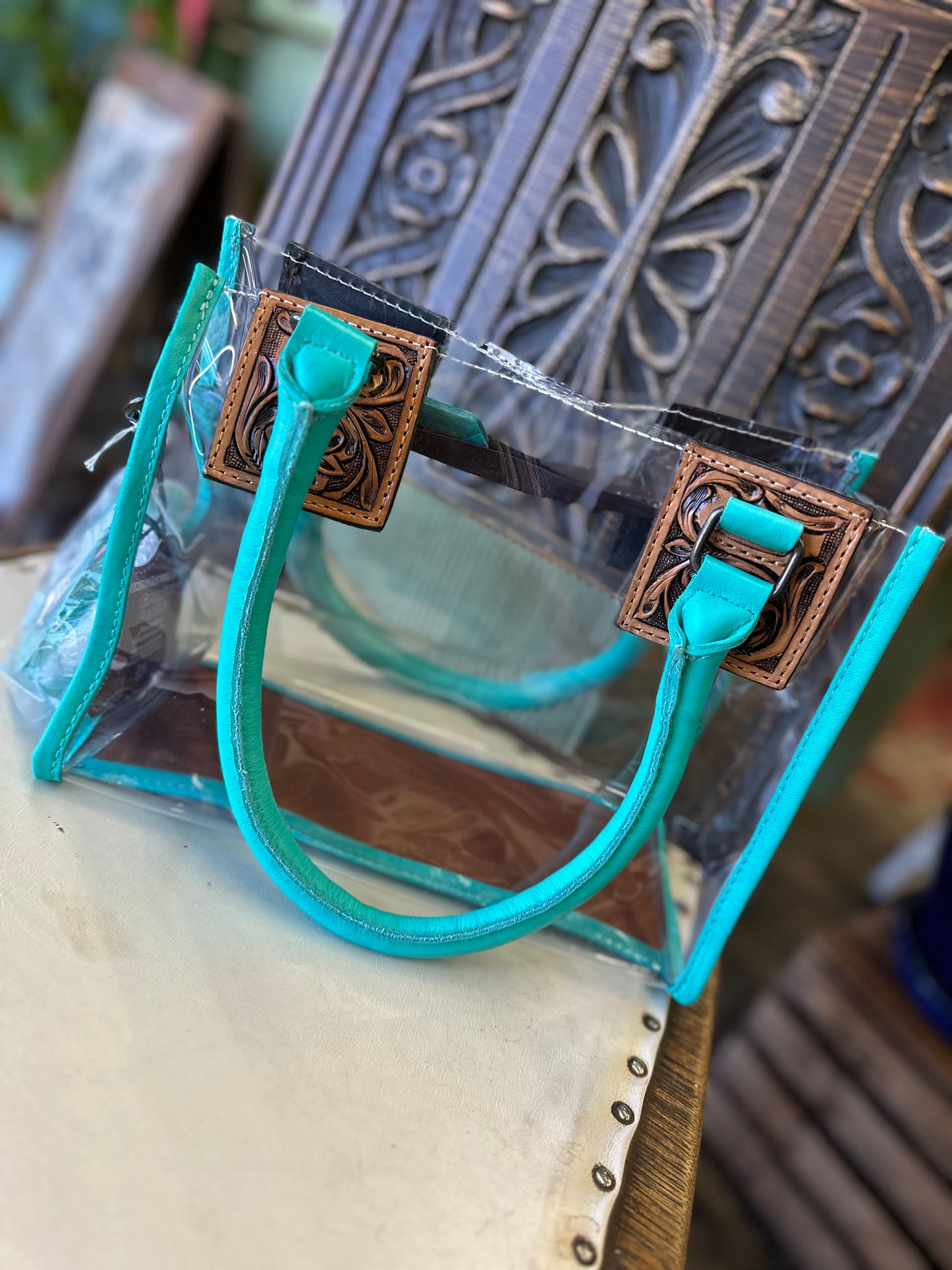 Turquoise Clear Stadium Bag